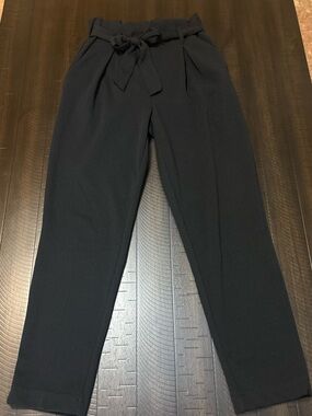 Charlotte Russe Black Paperbag Waist Tapered Dress Pants